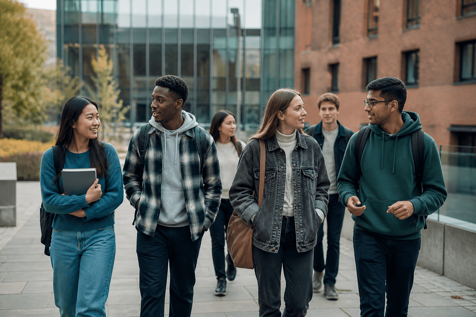 ITER Education students walking together on a university campus